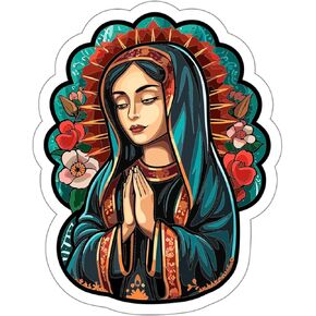 Our Lady of Guadalupe Travel Sticker, Weatherproof Souvenir Decal Vinyl Small Waterproof for Water Bottle Mug Passport Laptop Phone Car Stickers, Size - 4″×4″ - ID44990