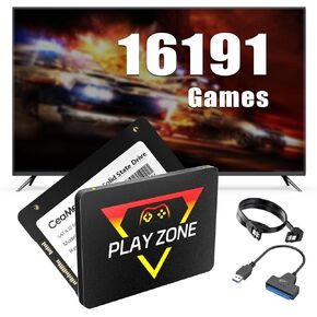 Retro Game Console SSD 1TB, 16191 Video Games, 80+ Emulator Console, 86 AAA PC Games, 3 Game Systems, Launchbox Hard Drive Emulator, Compatible with Win 8.1/10/11 PC, 1 Sata to USB-A Cable, Sata Cable