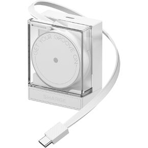 SHARGE Retractable 65W USB C Charger, GaN Power with USB C Cable,Multi-Device PD Fast Charging for MacBook Pro/Air, iPhone 16,Pixel Book, iPad Pro White