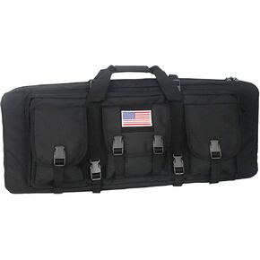 Tactical Double Long Gun Bag Case Backpack w/Pistol Handgun Case,Lockable Zipper Padded Side Carry Strap for Hunting Shooting Range Sports Storage and Transport, Available Length in 32" 38" 42" 48"