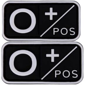 2 PCS Mini O+Emergency Patch PVC Compatible with Velcro PVC Patches for Hats,Plate Carrier Patches,Ifak Patch,First Aid Kit Patch,Blood Type Patch,A Pos Patch