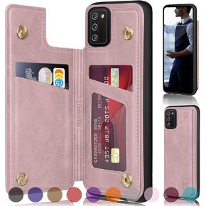 SUANPOT【RFID Blocking for Samsung Galaxy A02S Wallet case with Credit Card Holder,Flip Book PU Leather Phone case Cover Cellphone Women Men for Samsung A02S case Rose Gold