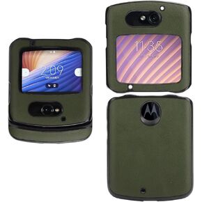 ciciglow Case with Clip for RAZR 5G Flip Phone, Shockproof Phone Leather Cover for Razr 5G Leather Back Cover (Green)