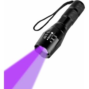 UV Flashlight 365nm & 395nm Wood's Lamp Black Light Ultraviolet Flashlight LED Torch Pet Detector for Dog Urine Pet Stains Scorpions Resin Curing