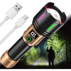 Rechargeable Flashlights High Lumens Led Rechargeable Flashlight Handheld Flashlights 5800,000 Lumens 5 Modes, Waterproof Powerful Tactical Flashlight for Emergencies Camping Gift