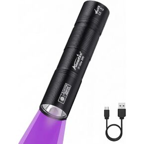 ALONEFIRE SV98 365nm UV Flashlight Small 3W Mini Black Light USB C Rechargeable Money Detector for Pet Urine Detector, Scorpion, Resin Curing, Bed Bug, Fishing, Minerals with Built-in Battery