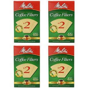 Melitta Cone Coffee Filter #2 100 Count- Natural Brown (Pack Of 4)