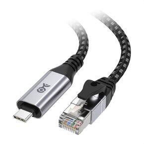 Cable Matters Plug & Play Braided USB C to Ethernet Cable - 10ft, Gigabit Ethernet to USB C Cable, Thunderbolt 4/5 Compatible, Ideal for MacBook, iPad Pro, XPS, Surface Pro