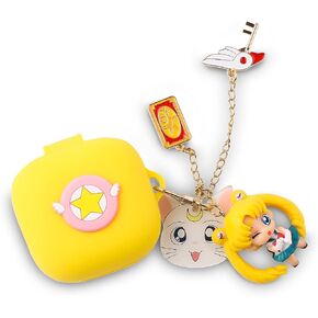 (1 Pack) BGAANM Cute Cartoon Silicone Earphone Case Protective Cover with Funny Doll Anti-Lost Rope and Keychain Fit Designed for Beats Fit Pro Earbuds 2021