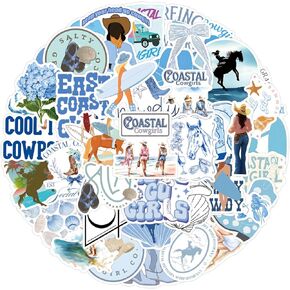 55PCS Coastal Cowgirl Stickers for Water Bottles Laptop Luggage Guitar, Coastal Cowgirl Decals Vinyl Waterproof Stickers for Girls Women Adults Cool Decals (Cowgirl)
