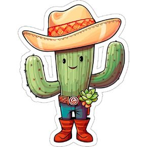 Cactus Plant Sticker Decal Vinyl Small Waterproof for Water Bottle, Mug, Passport, Scrapbook, Notebook, Laptop, Tumbler, Skateboard, Computer, Phone, Car, Funny Gift