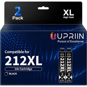 Compatible for 212XL Black Ink Cartridges Combo Pack Remanufactured Replacement for Epson 212 212XL Ink Cartridge Compatible for Epson WF-2850 WF-2830 Expression Home XP-4105 XP-4100 (2 Black)
