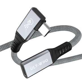 Right Angle USB4 Extension Cable, 40Gbps & 100W 90 Degree Type C 4.0 Extender Cord, Thunderbolt 3/4 Extension Cable, Support 8K/6K@60Hz or Dual 4K Video for Dell/HP Dock, MacBook, iMac, XPS, Intel NUC