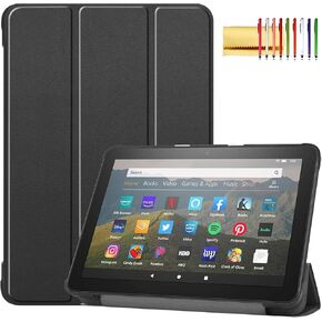 Folio Case for Fire HD 8 2020 / HD 8 Plus Tablet, Techcircle Multi-Angle Viewing Stand Cute Pattern Slim Folding PU Leather Magnetic Protective Cover with Card Holder, Sleep Mode, Purple Butterfly