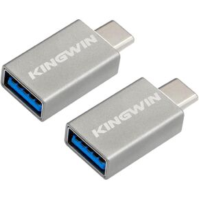 Kingwin USB C Adapter, Aluminum USB Type C to USB 3.0 Converter Connector, Data Sync & Charging for MacBook Pro, Chromebook, Pixel, Galaxy S8+, S9, Other Type C Devices, and More [Space Gray]