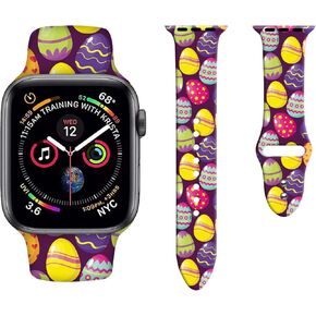 St. Patricks Day and Easter Watch Bands Compatible with Apple Watch 38mm 40mm 42mm 44mm, Adjustable Shamrock Wristbands Soft Silicone Replacement Strap for iWatch Series 7 6 5 4 3 2 1 SE