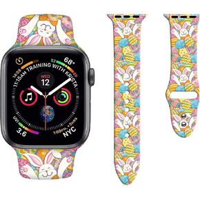 St. Patricks Day and Easter Watch Bands Compatible with Apple Watch 38mm 40mm 42mm 44mm, Adjustable Shamrock Wristbands Soft Silicone Replacement Strap for iWatch Series 7 6 5 4 3 2 1 SE in Saudi Arabia