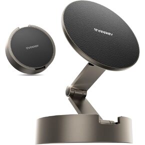 THREEKEY for MagSafe Car Phone Mount, Magnetic Phone Holder for Car with Metal Arm & 360°Rotation, Strong Magnets Car Phone Holder Mount for iPhone 16/15/14/13/12 Series & Galaxy S25 Ultra