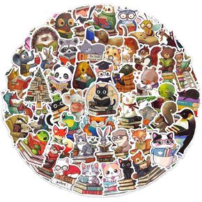 Animal Bookish Stickers - 120 Pcs Waterproof Vinyl Reading Book Stickers for Kindle, Water Bottle, Laptop, Journal & Scrapbook - Cute Cartoon Booktok Stickers for Kids, Teens & Adults