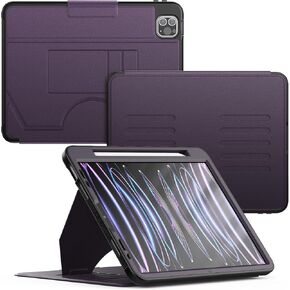 HXCASEAC Case for iPad Pro 11 inch 2022/2021/2020/2018 (Pro11 4th/3rd/2nd/1st), Multi-Angle Magnetic Stand & Pencil Holder & Card Slots & Strong Magnets Support Stick to Fridge Cover - Purple