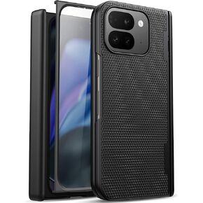 for Google Pixel 9 Pro Fold Case with Screen Protector & Hinge Protection, Slim Fit Shockproof Lightweight Durable Hard PC Cover Protective Phone Cover Case for Pixel 9 Pro Fold 2024, Black