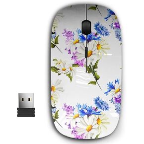 2.4G Ergonomic Portable USB Wireless Mouse for PC, Laptop, Computer, Notebook with Nano Receiver (Camomile Chamomile Cornflowers)