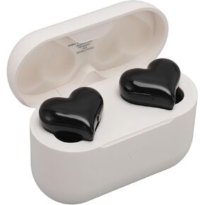 Heart Shape Earphones Earbuds, HiFi Stereo Bluetooth 5.3 Headphones with Charging Case, in Ear Bluetooth Earphones, 20Hrs Playtime for Lover Couples Sport Travel (Black)