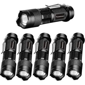 6 Pack,Pocketman 7W 300LM SK-68 3 Modes Mini Light Black LED Tactical Flashlight
