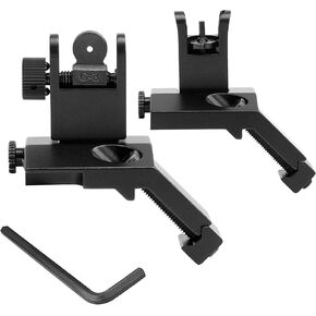 45 Degree Iron Sights Offset Flip Up Front Rear Backup Sights for Picatinny and Weaver Rails