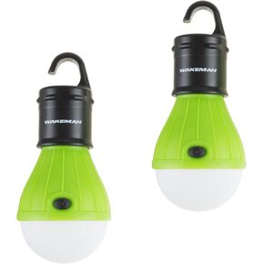 2 عبوة من المصابيح المحمولة LED Tent Light - مصابيح معلقة داخلية/خارجية مع ثلاثة إعدادات - للتخييم والمشي لمسافات طويلة وحالات الطوارئ من قبل Wakeman (الأخضر) in Kuwait