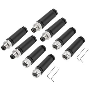 MECCANIXITY 4Set 3 Pin M8 Female Male Aviation Connector Wire Plug A Coding 8mm Circular Sensor Connector Waterproof IP67 for Cable