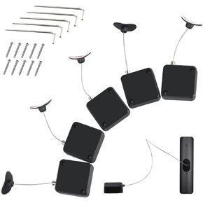 5 Packs Remote Control Anti-Lost Cable Locks, 39-Inch Retractable Security Cable Lock, Self-Adhesive Hardware Cable Lock for Curved Products, Remotes, Speakers, Microphones, Adjustable Length