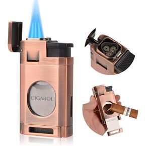 Triple Flame Cigar Lighter with Cigar Cutter – Windproof, Durable, and Stylish Design for Perfect Cigar Lighting