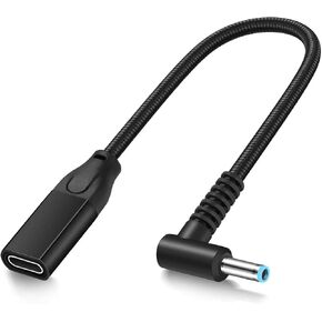 Female USB C to Smart Blue Tip for HP Laptop Charger 65W 45W 90W Power Adapter for Pavilion X360 11 13 15 Zbook 14u G4 G5 X360 EliteBook 840 850 ProBook 430 450