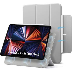 TGK Slim Trifold Magnetic Case for iPad Pro 12.9 inch 5th Gen 2021 Cover Magnetic Attachment with Auto Wake/Sleep (Grey)