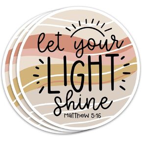 3PCs Let Your Light Shine Bible Verse Quotes Matthew 5:16 Sticker, Christian Faith Based Stickers Scripture Waterproof Vinyl God Jesus Religious Decals for Laptop Water Bottle Journal (3 Inches)