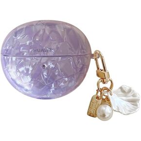 for Huawei Freeclip Earphone Case, Exquisite Interesting Unique Seashell Pattern Wireless Bluetooth Headset Protective Cover for Women Girls