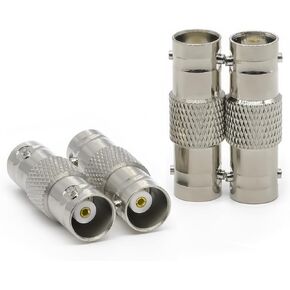 4PCS BNC Barrel Connectors, BNC Female to BNC Female Coupler Connector, Low Loss BNC Straight Coax Adapter for HD CCTV, Video Camera, Broadcast Applications