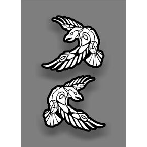 Odin Thor Viking Norse Wolf Raven Rune Protection Sticker Decal (3" Ravens Left and Right)