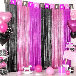 Blue Dog Birthday Party Decorations, Orange and Dark Light Blue Metallic Tinsel Foil Fringe Curtain Streamers for Blue Dog Theme Birthday Party Suppiles Home Photo Booth Props Backdrop(3.3ft X 6.6ft)