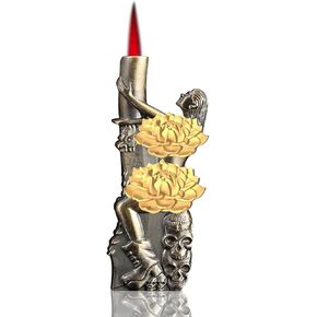 Skeleton-1 Retro Windproof Refillable Butane Torch Lighter - Soft Flame, Novelty Gas Torch, Men's Birthday Gift