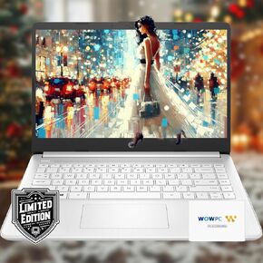 HP 14 Laptop • Back to School Limited Edition with Microsoft 365 • 4-Core Intel CPU • 32GB RAM •1600GB Storage (64GB OnBoard + 512GB External + 1TB OneDrive) • Snow White • w/WOWPC Bundle • Win 11