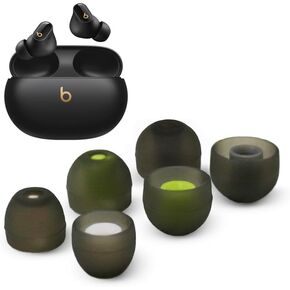 Replacement Silicone Earbud Tips for Beats Studio Buds + Headphones, 3 Pairs (6pcs), Black, Small, Medium, Large