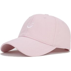Smile Face Baseball Cap for Women Men Adjustable Cotton Ponytail Caps Low Profile Unstructured Dad Hat Trucker Cap