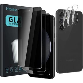 3 Pack Privacy Screen Protector for Samsung Galaxy S23 FE With 3 Pack Camera Lens Protector, Anti Spy Tempered Glass 9H Hardness, Black Protector Anti Spy, Anti-Scratch, Bubble Free