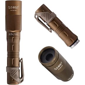 Z-BOLT® Blazer LEP Flashlight & Beam Shaping Diffuser for Duty Carry & EDC - Dual Fuel - 1100 Meter Range & 315,000 Candela - Free THYRM LPC Pocket Clip! (FDE)