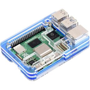 waveshare Transparent and Blue Acrylic Case for Raspberry Pi 5, Supports Installing Official Active Cooler