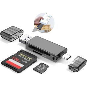 SD Card Reader,Triple Connector USB C USB 3.0 Memory Card Reader Adapter - Supports SD/Micro SD/MMC/SDXC/SDHC/Micro SDHC Compatible with MacBook Pro,