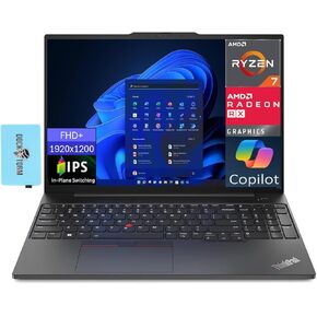 Lenovo ThinkPad E16 Business Laptop, 16" IPS FHD+ Display (AMD Ryzen 7 7730U (Beat i7-1255U), 40GB RAM, 2TB SSD,Copilot, 1080p FHD Webcam, Ethernet, Win10Pro) w/Dockztorm USB Port Expander