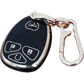 for Chevrolet Key Fob Cover Keyless Remote Smart Key Fob Shell with Keychain Fit for Chevy Suburban Tahoe Traverse Buick Enclave Cadillac Escalade GMC Acadia Yukon (Black 4-Button)